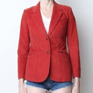 Vintage 1970s Rust Red Corduroy Fitted Blazer XS